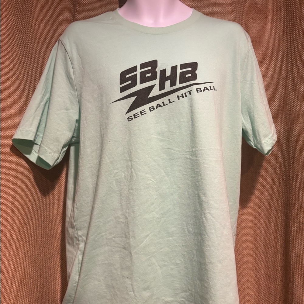 Light Sage Green Short Sleeve Tee with Bold Graphic